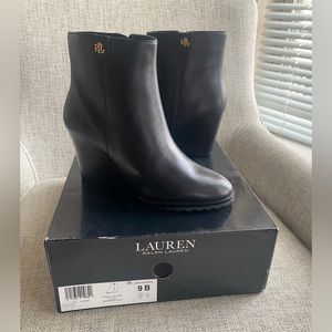 Ralph Lauren Shaley Calfskin Wedge Booties - never worn!